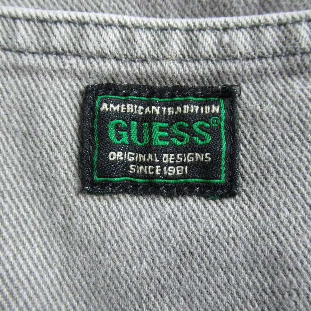 Vintage Guess Jeans Mens Size 34 Gray Green Label Straight Leg Denim 80s 90s USA